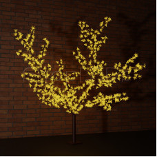 Светодиодное дерево "Сакура" высота 1,5м, диаметр кроны 1,8м, желтые светодиоды, IP 54, понижающий трансформатор в комплекте, NEON-NIGHT, SL531-101